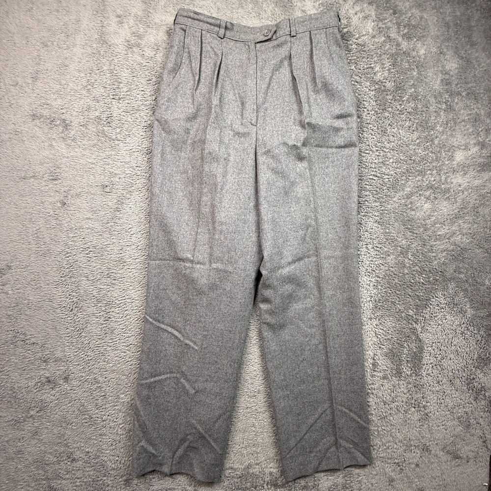 Giorgio Sant Angelo Gray Pleated 100% Merino Wool Trousers Womens 10 Pants 28x29